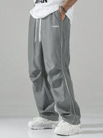 MeneyCasual Pants with Contrast Trim  grey