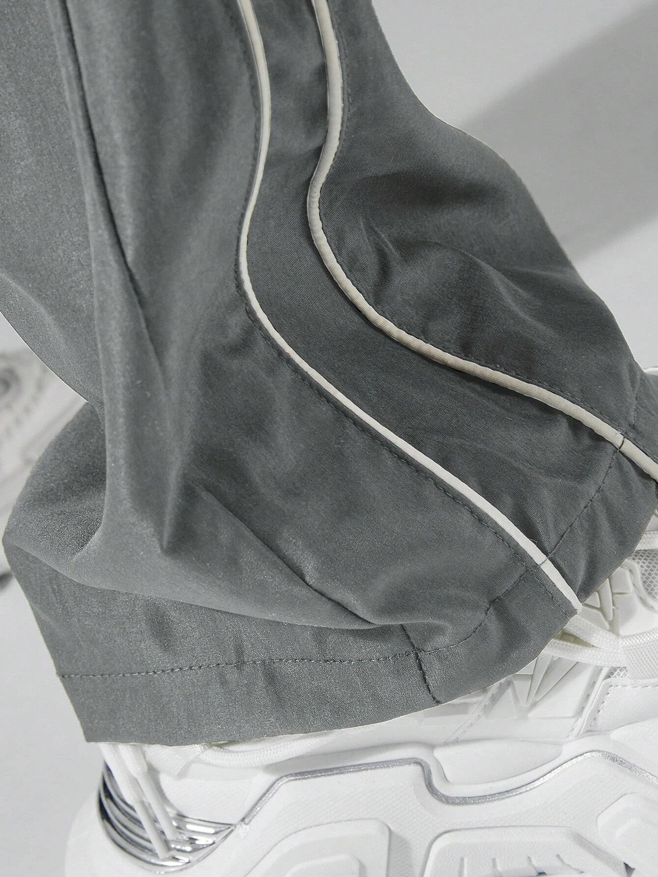MeneyCasual Pants with Contrast Trim  grey