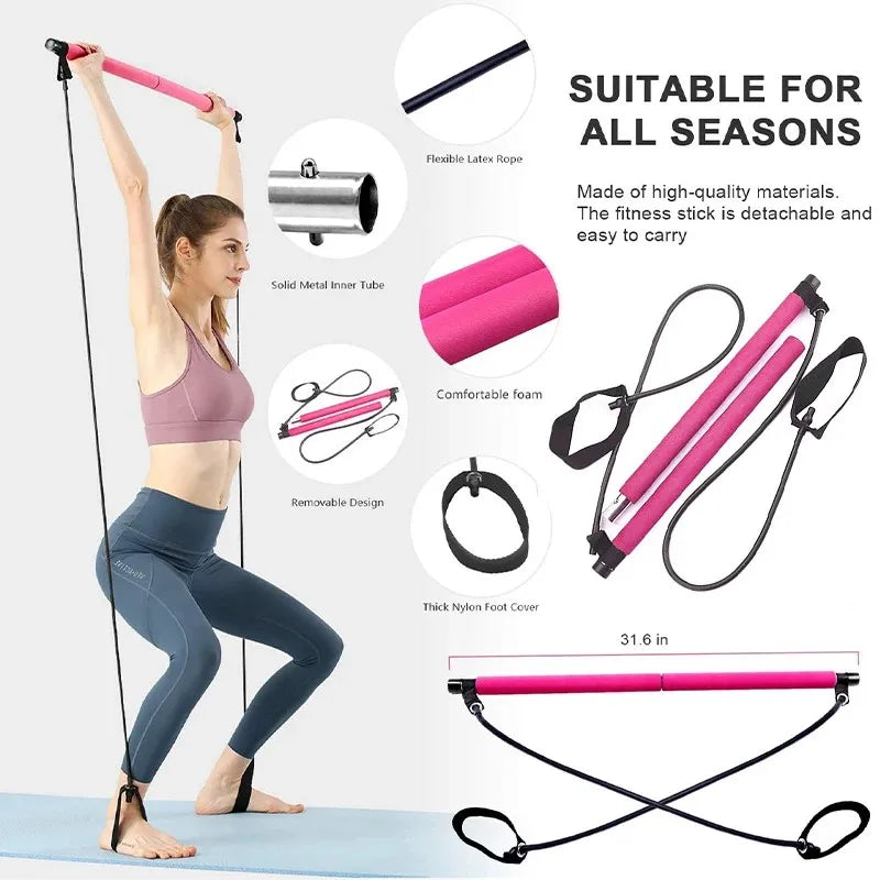 Stretch Fusion Pilates Bar – Multifunctional Resistance Bar for Home & Gym Workouts